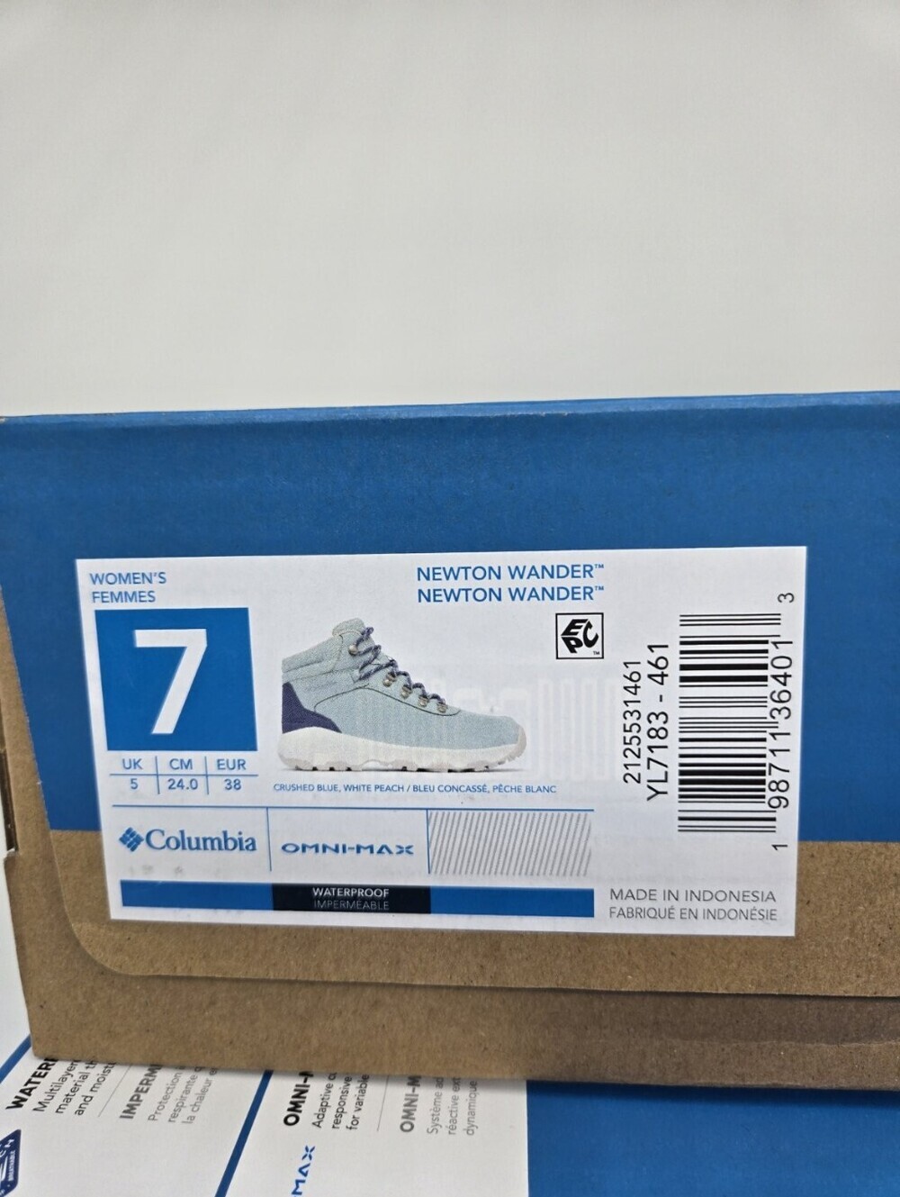 Columbia Women's Newton Wander Hiking Boots Crushed Blue Shoes Size 7 - Picture 8 of 8